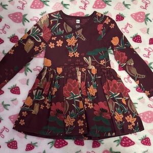 Tea Collection Burgundy Floral Kids Dress